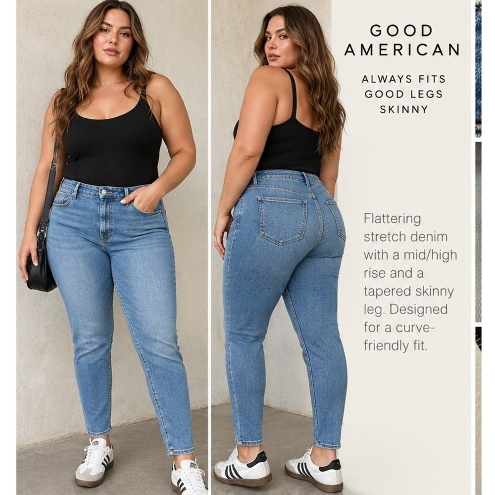 Good American Always Fits Skinny Jeans Women 20-26 Blue Denim High Rise Stretch